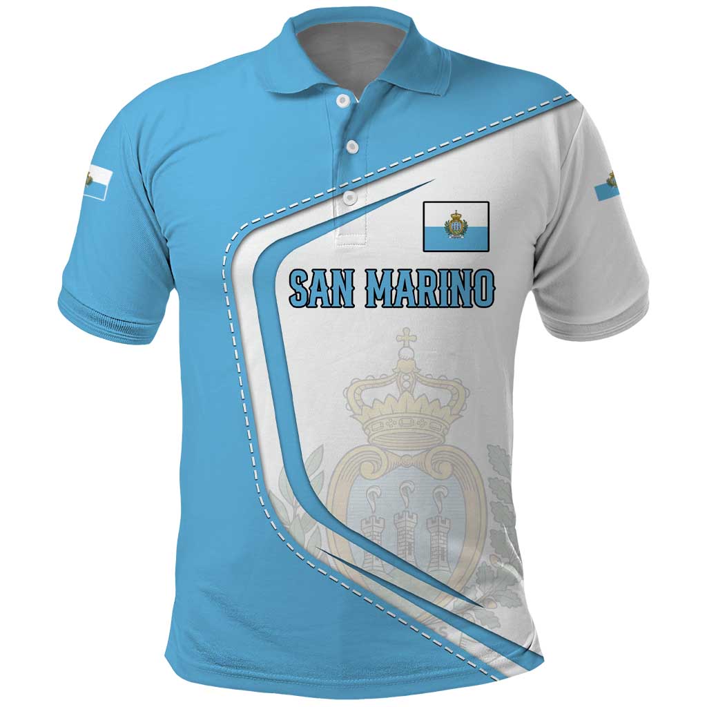 San Marino Polo Shirt with Shield Crest and Stitch Panel - Wonder Print Shop