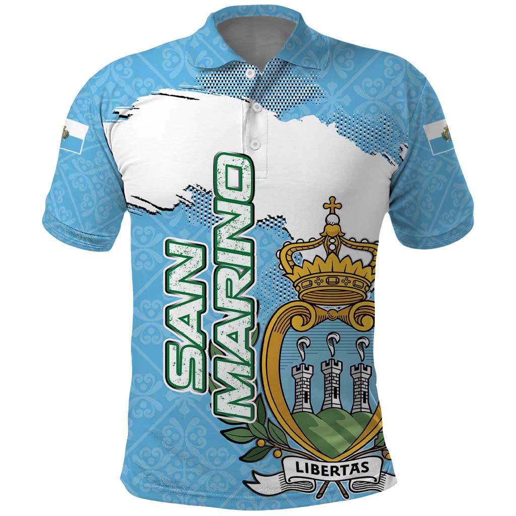San Marino Polo Shirt with Map Outline and Crest Overlay - Wonder Print Shop