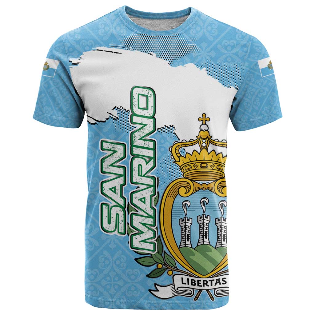 San Marino T Shirt with Map Outline and Crest Overlay - Wonder Print Shop