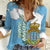 San Marino Women Casual Shirt with Map Outline and Crest Overlay - Wonder Print Shop