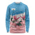 San Marino Long Sleeve Shirt with Pink Flower and Watercolor Gradient - Wonder Print Shop