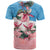 San Marino T Shirt with Pink Flower and Watercolor Gradient - Wonder Print Shop