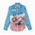 San Marino Women Casual Shirt with Pink Flower and Watercolor Gradient - Wonder Print Shop