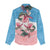 San Marino Women Casual Shirt with Pink Flower and Watercolor Gradient - Wonder Print Shop