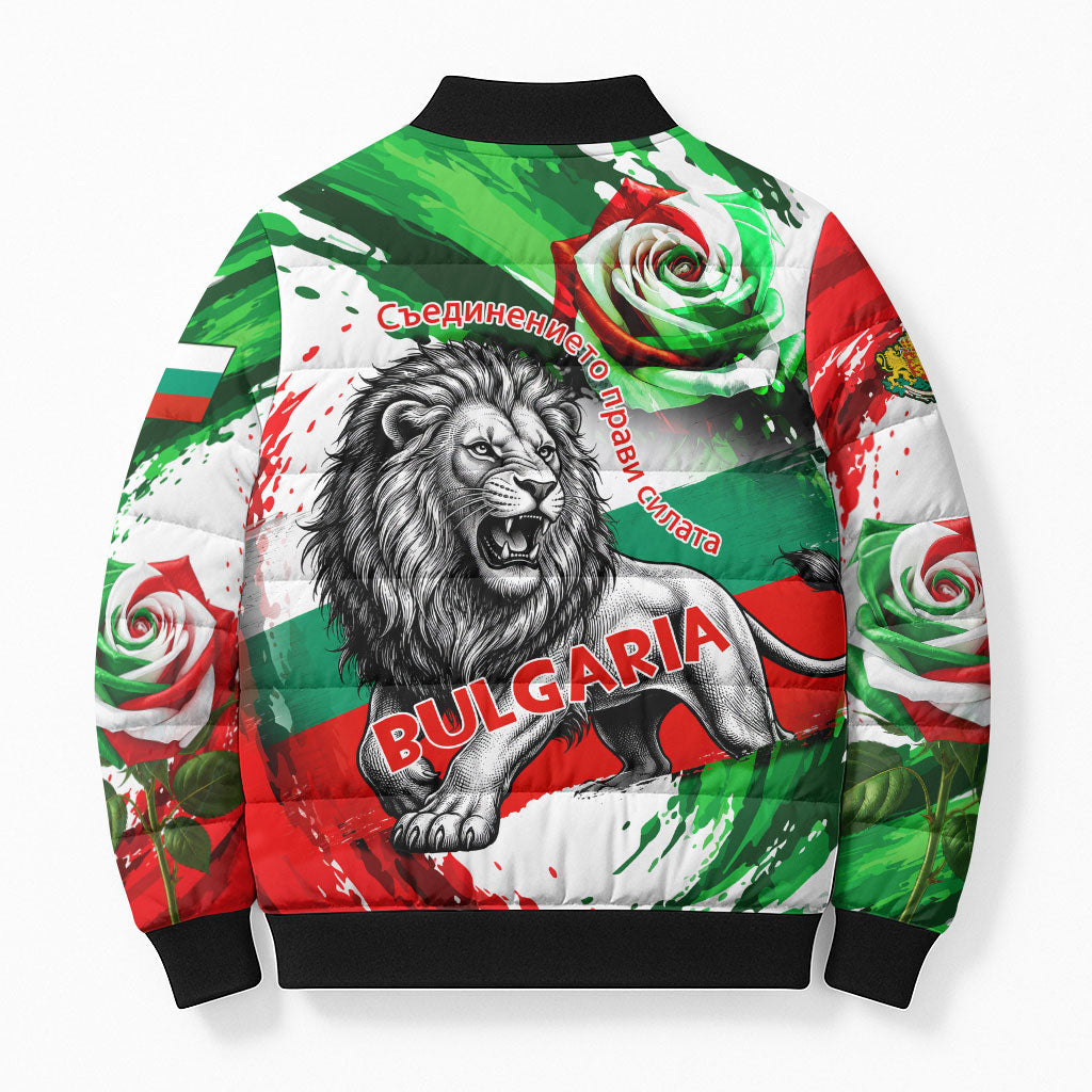 Bulgaria Independence Day Bomber Puffer Jacket Bulgarian Flag Patriotic Lion National Emblem