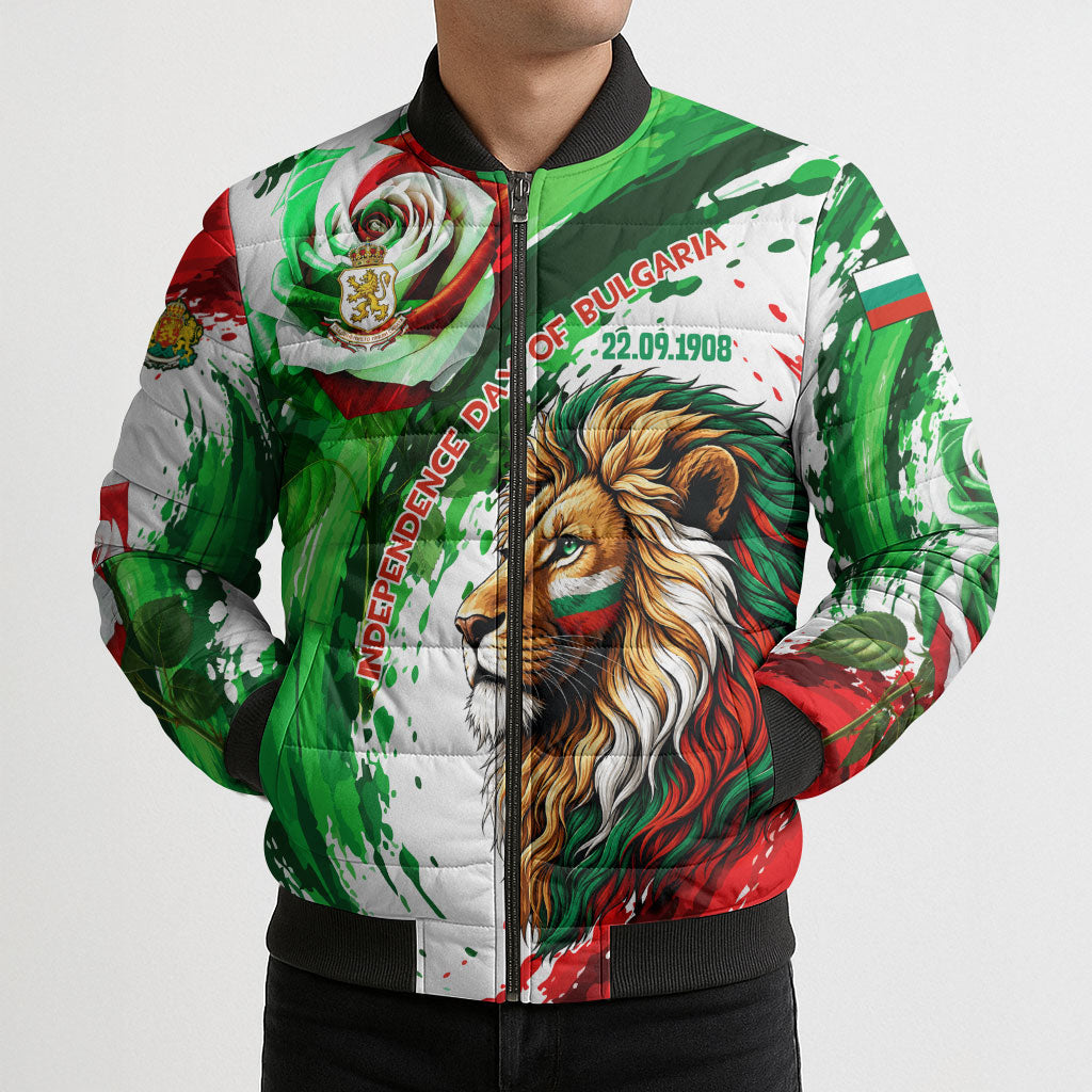 Bulgaria Independence Day Bomber Puffer Jacket Bulgarian Flag Patriotic Lion National Emblem