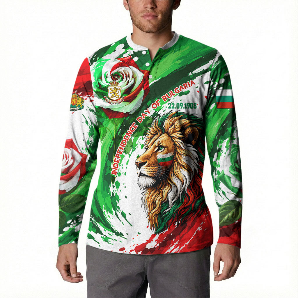 Bulgaria Independence Day Button Sweatshirt Bulgarian Flag Patriotic Lion National Emblem