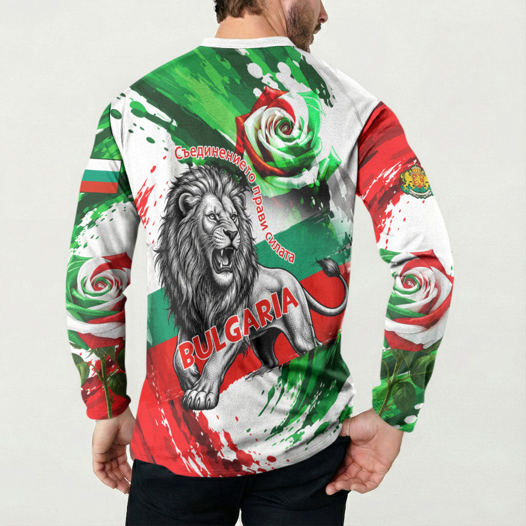 Bulgaria Independence Day Button Sweatshirt Bulgarian Flag Patriotic Lion National Emblem