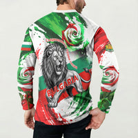 Bulgaria Independence Day Button Sweatshirt Bulgarian Flag Patriotic Lion National Emblem