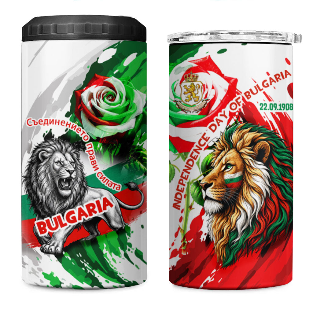 Bulgaria Independence Day 4 in 1 Can Cooler Tumbler Bulgarian Flag Patriotic Lion National Emblem