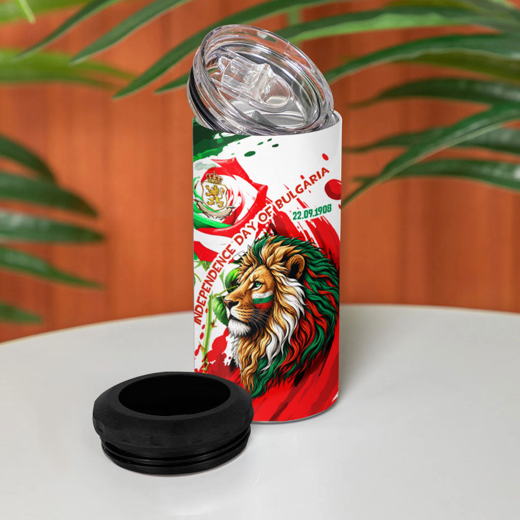 Bulgaria Independence Day 4 in 1 Can Cooler Tumbler Bulgarian Flag Patriotic Lion National Emblem