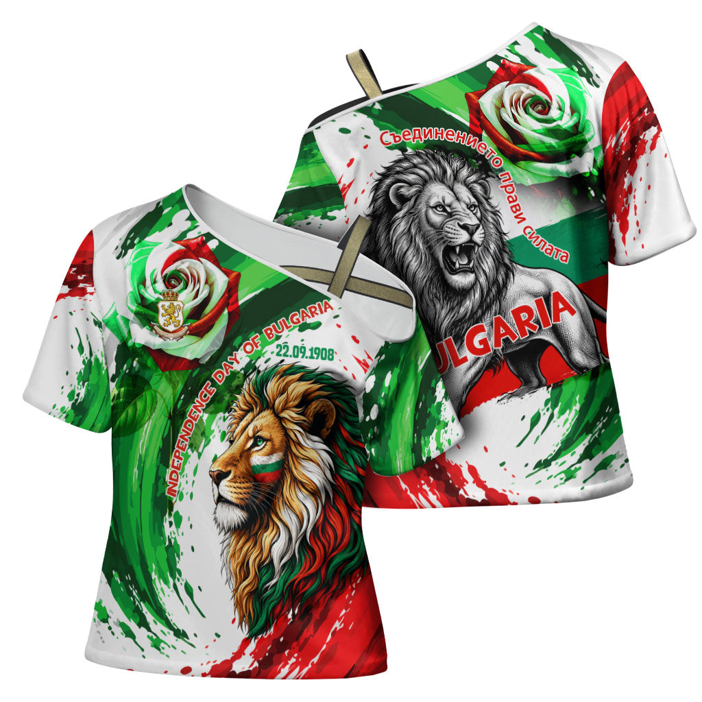 Bulgaria Independence Day Cross Shoulder Shirt Bulgarian Flag Patriotic Lion National Emblem