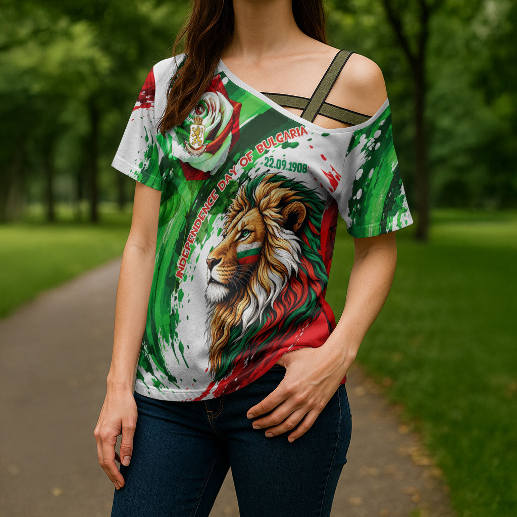 Bulgaria Independence Day Cross Shoulder Shirt Bulgarian Flag Patriotic Lion National Emblem