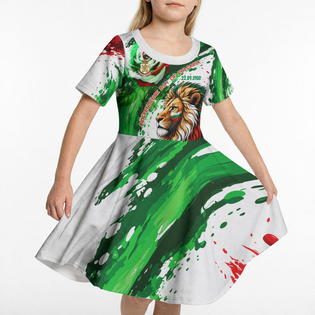 Bulgaria Independence Day Kid Short Sleeve Dress Bulgarian Flag Patriotic Lion National Emblem
