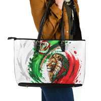 Bulgaria Independence Day Leather Tote Bag Bulgarian Flag Patriotic Lion National Emblem