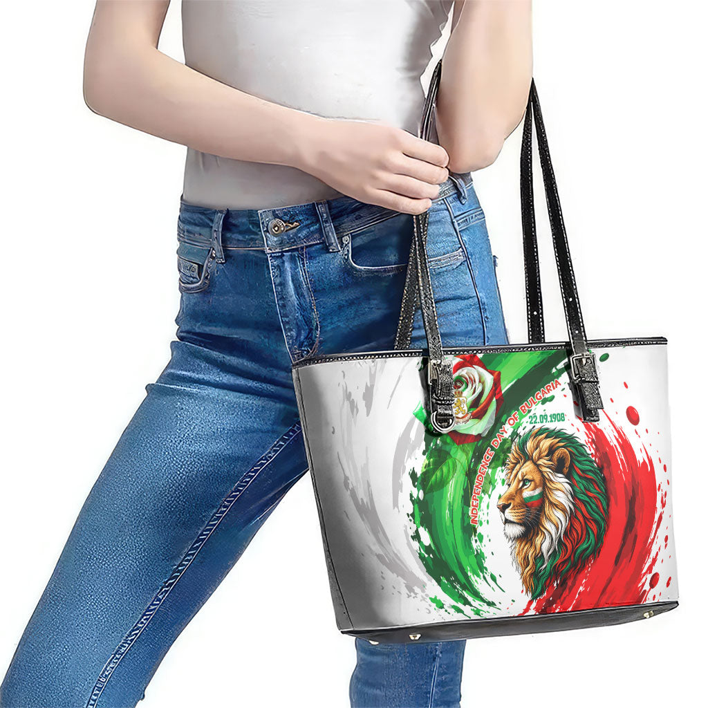 Bulgaria Independence Day Leather Tote Bag Bulgarian Flag Patriotic Lion National Emblem