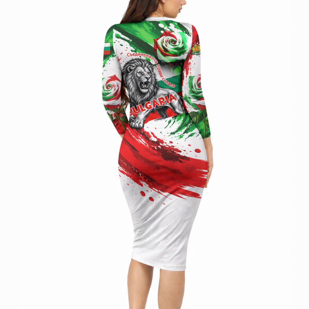 Bulgaria Independence Day Long Sleeve Bodycon Dress Bulgarian Flag Patriotic Lion National Emblem