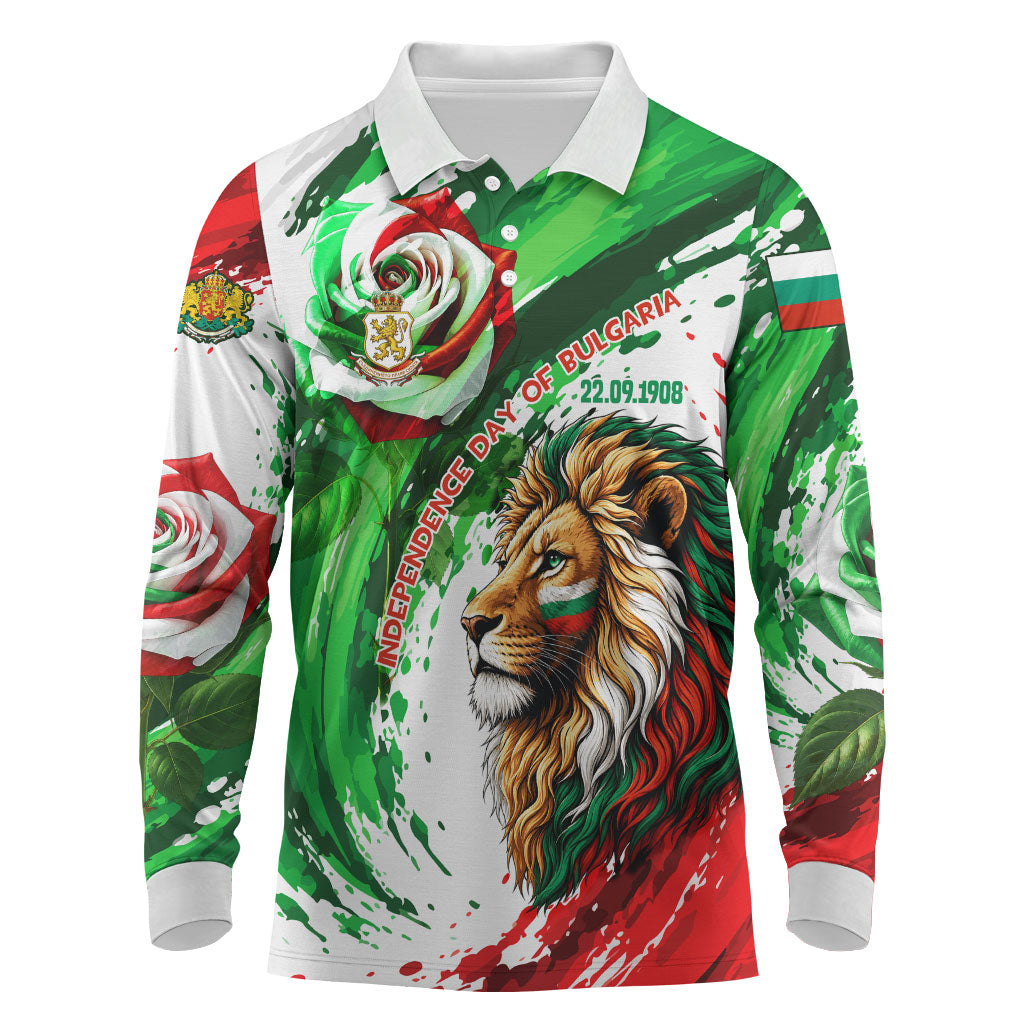 Bulgaria Independence Day Long Sleeve Polo Shirt Bulgarian Flag Patriotic Lion National Emblem