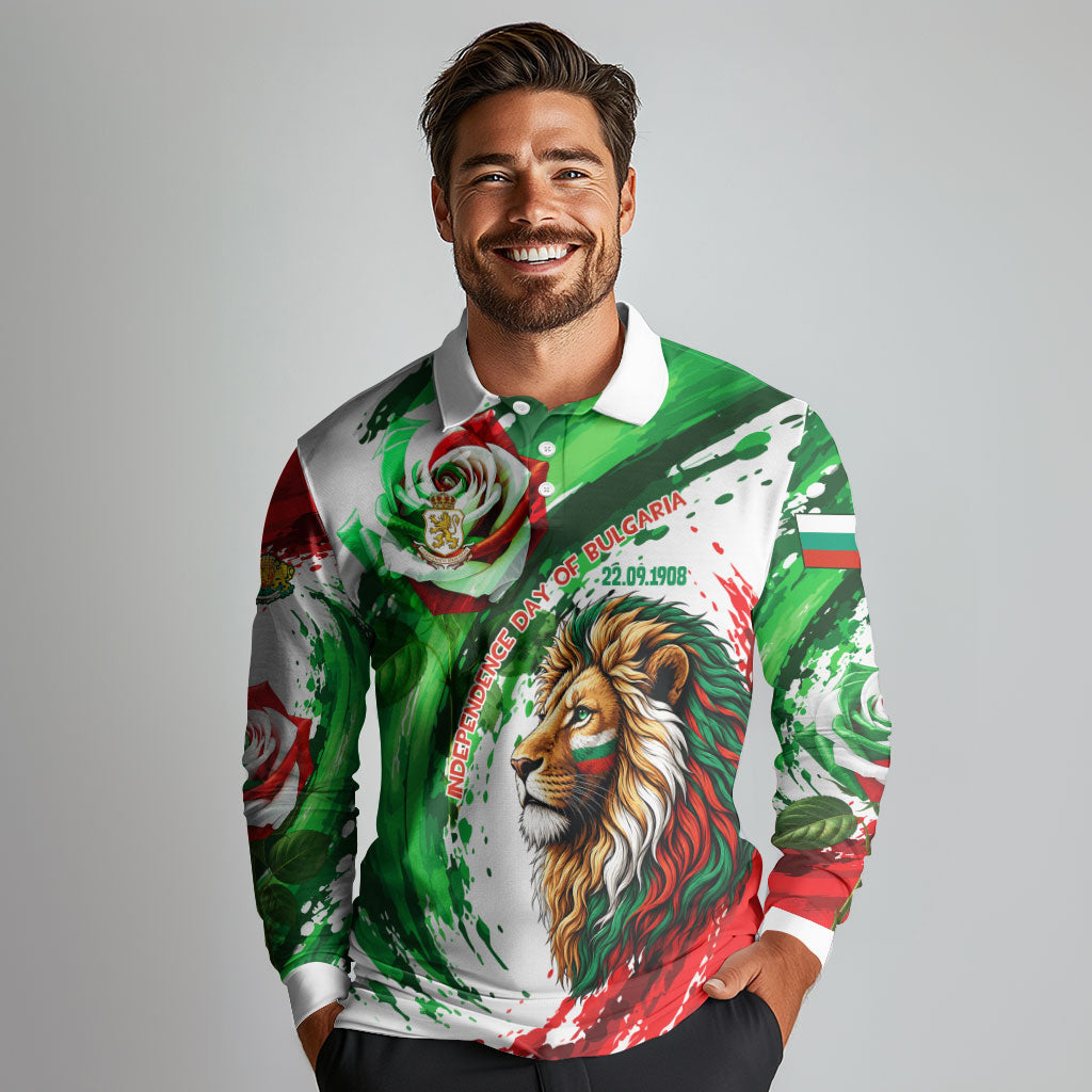 Bulgaria Independence Day Long Sleeve Polo Shirt Bulgarian Flag Patriotic Lion National Emblem