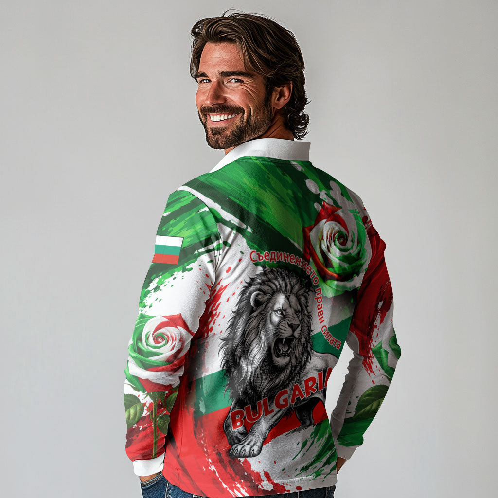 Bulgaria Independence Day Long Sleeve Polo Shirt Bulgarian Flag Patriotic Lion National Emblem