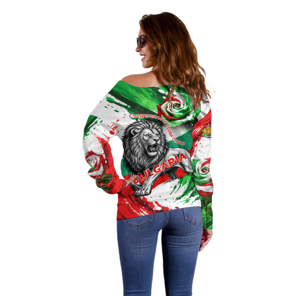 Bulgaria Independence Day Off Shoulder Sweater Bulgarian Flag Patriotic Lion National Emblem
