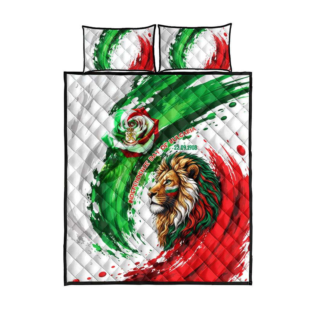 Bulgaria Independence Day Quilt Bed Set Bulgarian Flag Patriotic Lion National Emblem