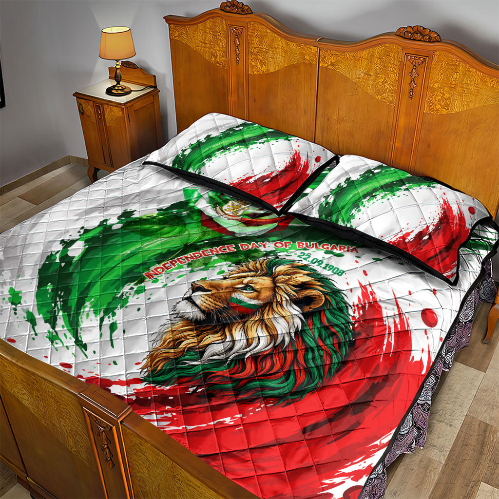 Bulgaria Independence Day Quilt Bed Set Bulgarian Flag Patriotic Lion National Emblem