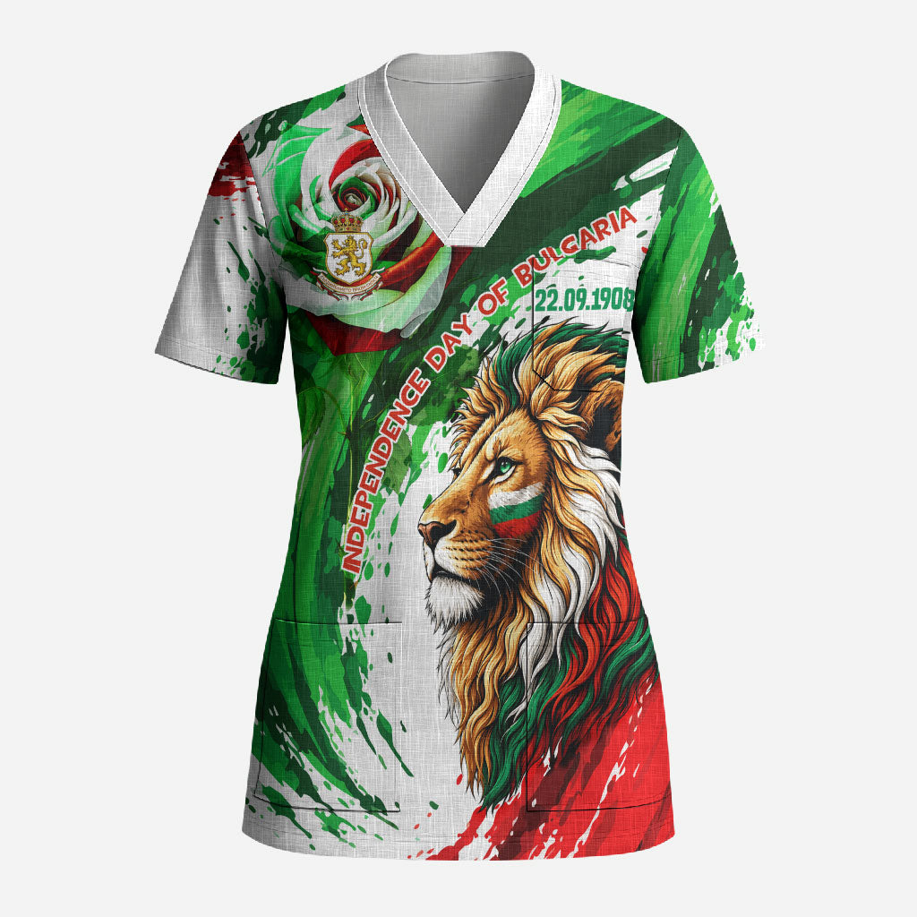 Bulgaria Independence Day Scrub Top Bulgarian Flag Patriotic Lion National Emblem