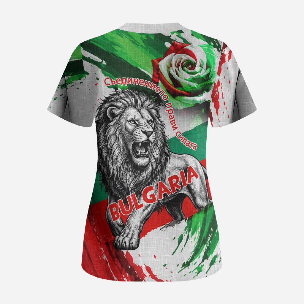 Bulgaria Independence Day Scrub Top Bulgarian Flag Patriotic Lion National Emblem
