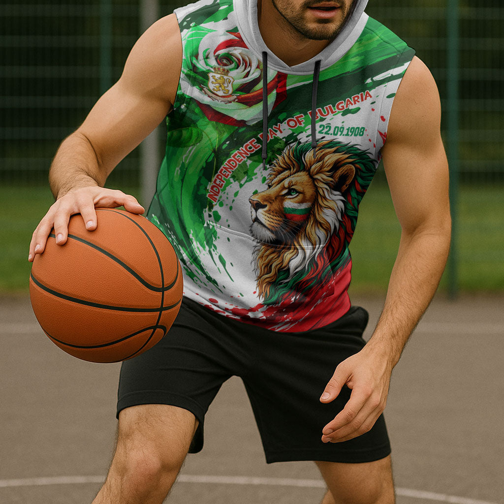 Bulgaria Independence Day Sleeveless Hoodie Bulgarian Flag Patriotic Lion National Emblem
