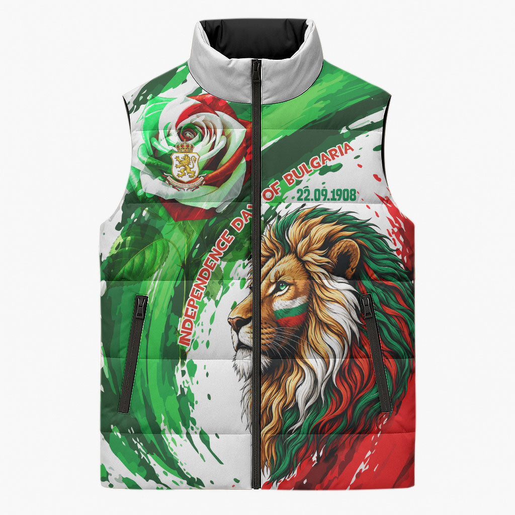 Bulgaria Independence Day Sleeveless Puffer Jacket Bulgarian Flag Patriotic Lion National Emblem
