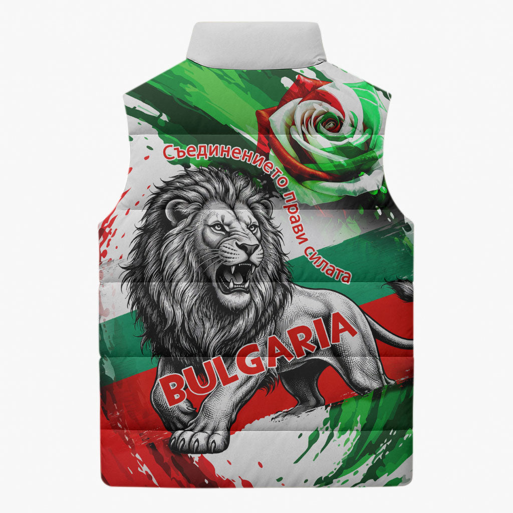 Bulgaria Independence Day Sleeveless Puffer Jacket Bulgarian Flag Patriotic Lion National Emblem