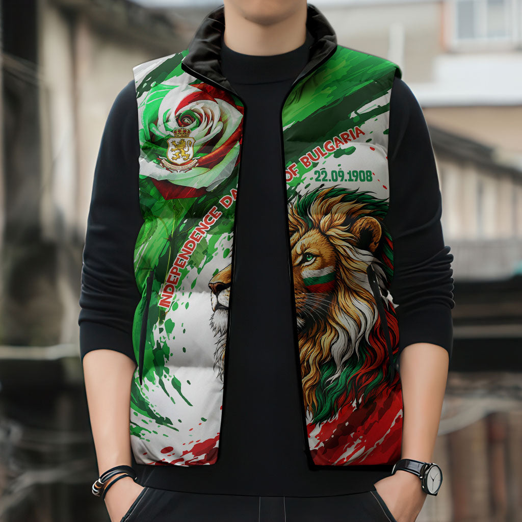 Bulgaria Independence Day Sleeveless Puffer Jacket Bulgarian Flag Patriotic Lion National Emblem