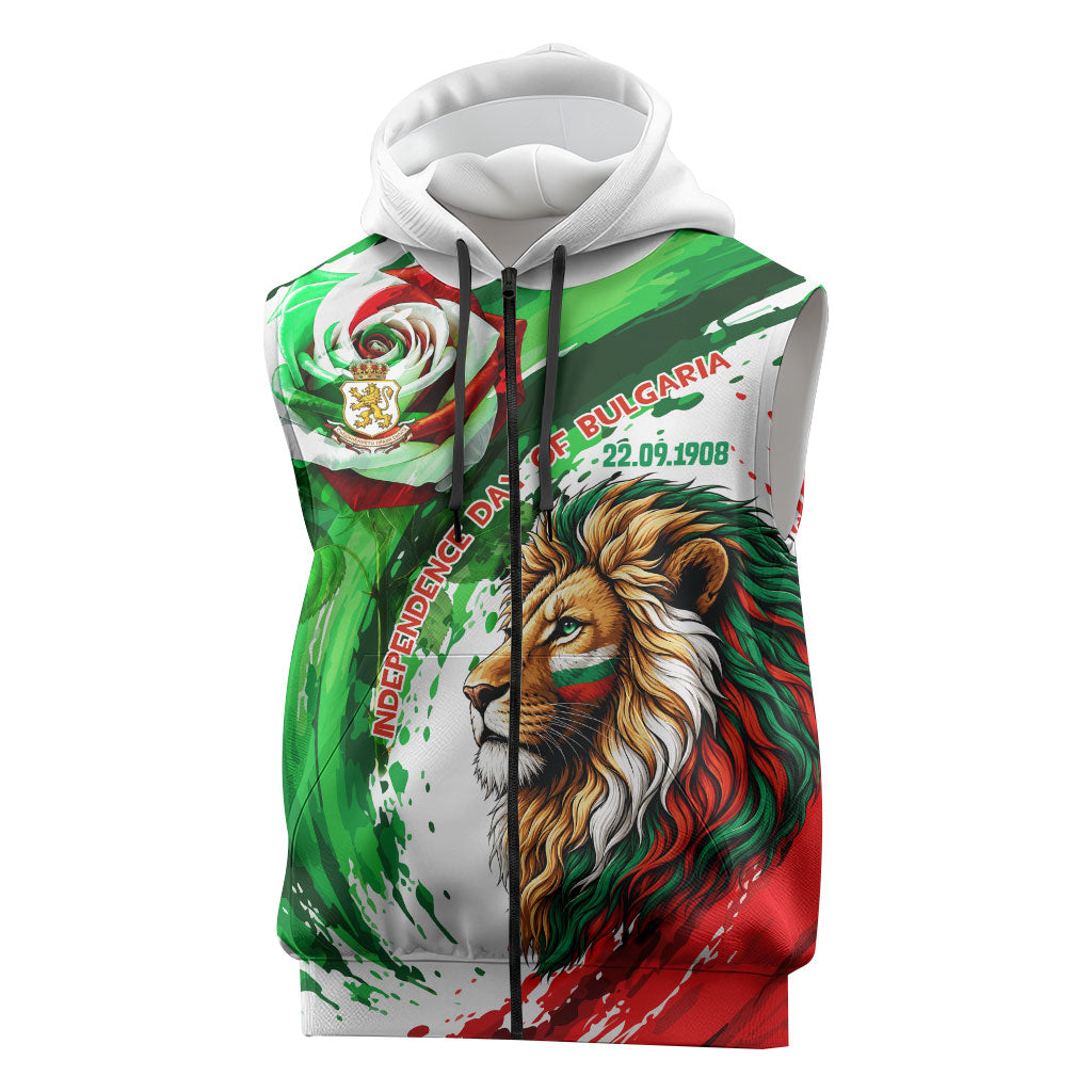 Bulgaria Independence Day Sleeveless Zip Hoodie Bulgarian Flag Patriotic Lion National Emblem