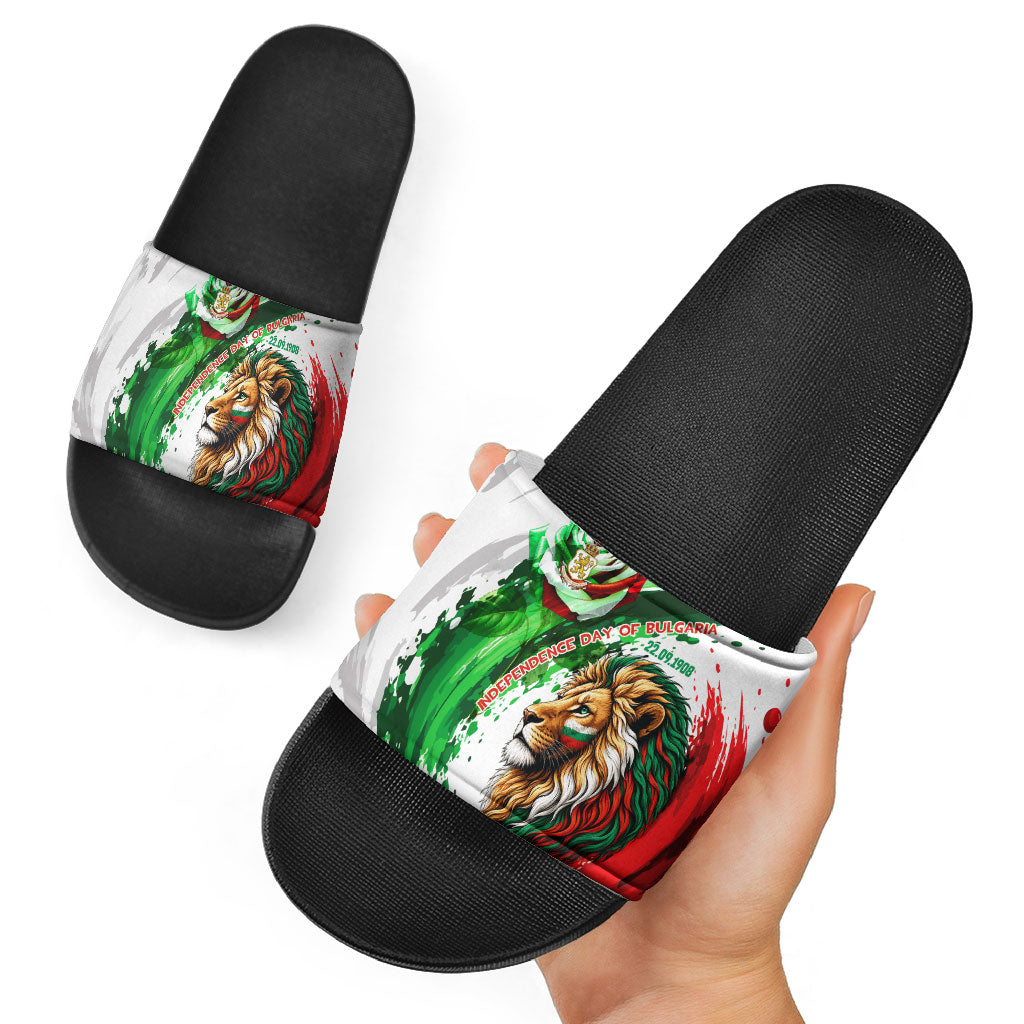 Bulgaria Independence Day Slide Sandals Bulgarian Flag Patriotic Lion National Emblem