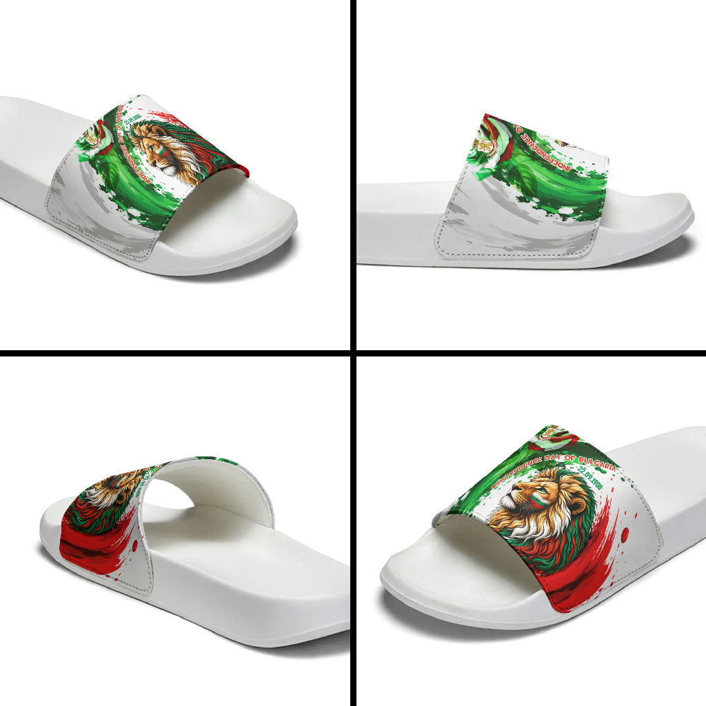 Bulgaria Independence Day Slide Sandals Bulgarian Flag Patriotic Lion National Emblem