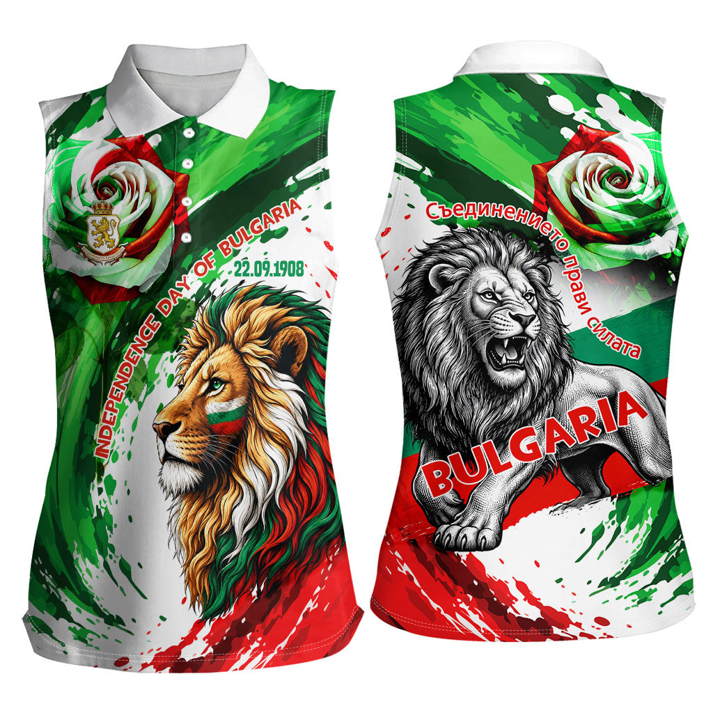 Bulgaria Independence Day Women Sleeveless Polo Shirt Bulgarian Flag Patriotic Lion National Emblem