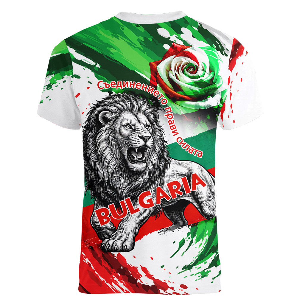 Bulgaria Independence Day Women V-Neck T-Shirt Bulgarian Flag Patriotic Lion National Emblem