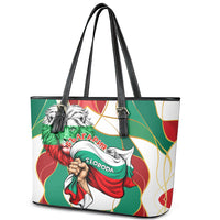 Bulgaria Independence Day 1908 Leather Tote Bag Veliko Tarnovo Monument National Flag Patriot