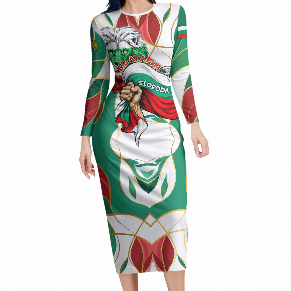 Bulgaria Independence Day 1908 Long Sleeve Bodycon Dress Veliko Tarnovo Monument National Flag Patriot