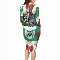 Bulgaria Independence Day 1908 Long Sleeve Bodycon Dress Veliko Tarnovo Monument National Flag Patriot