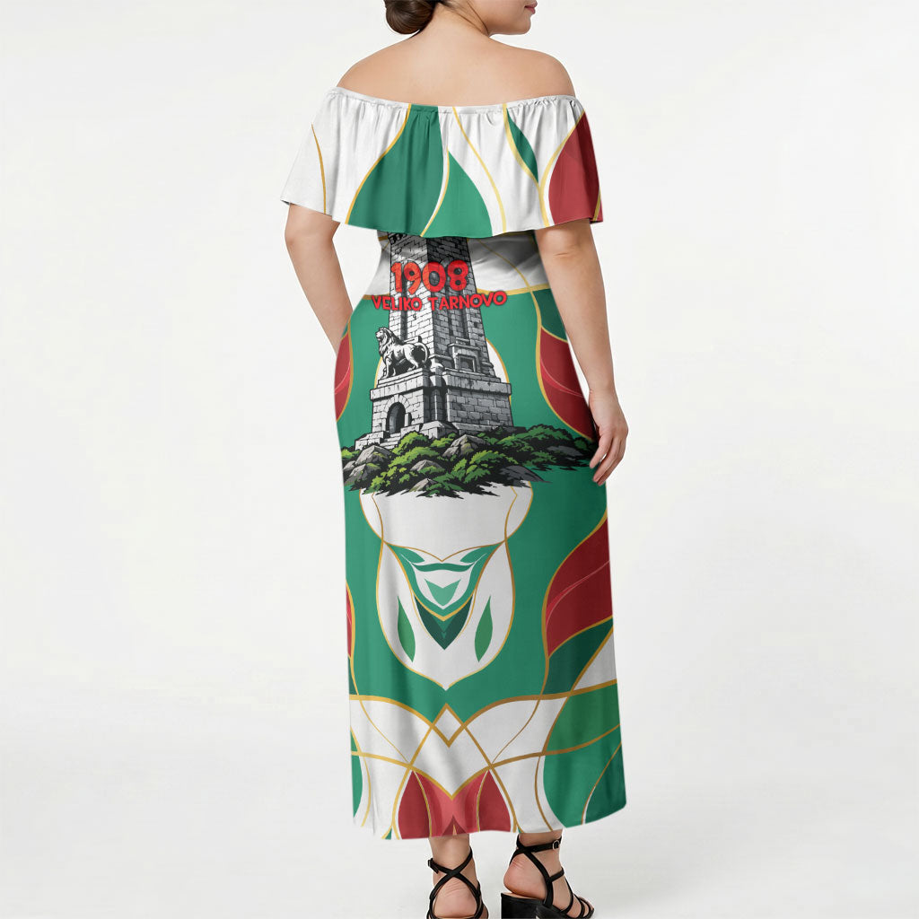 Bulgaria Independence Day 1908 Off Shoulder Maxi Dress Veliko Tarnovo Monument National Flag Patriot