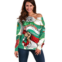 Bulgaria Independence Day 1908 Off Shoulder Sweater Veliko Tarnovo Monument National Flag Patriot