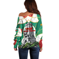 Bulgaria Independence Day 1908 Off Shoulder Sweater Veliko Tarnovo Monument National Flag Patriot