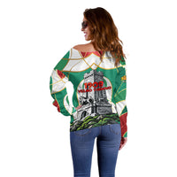 Bulgaria Independence Day 1908 Off Shoulder Sweater Veliko Tarnovo Monument National Flag Patriot