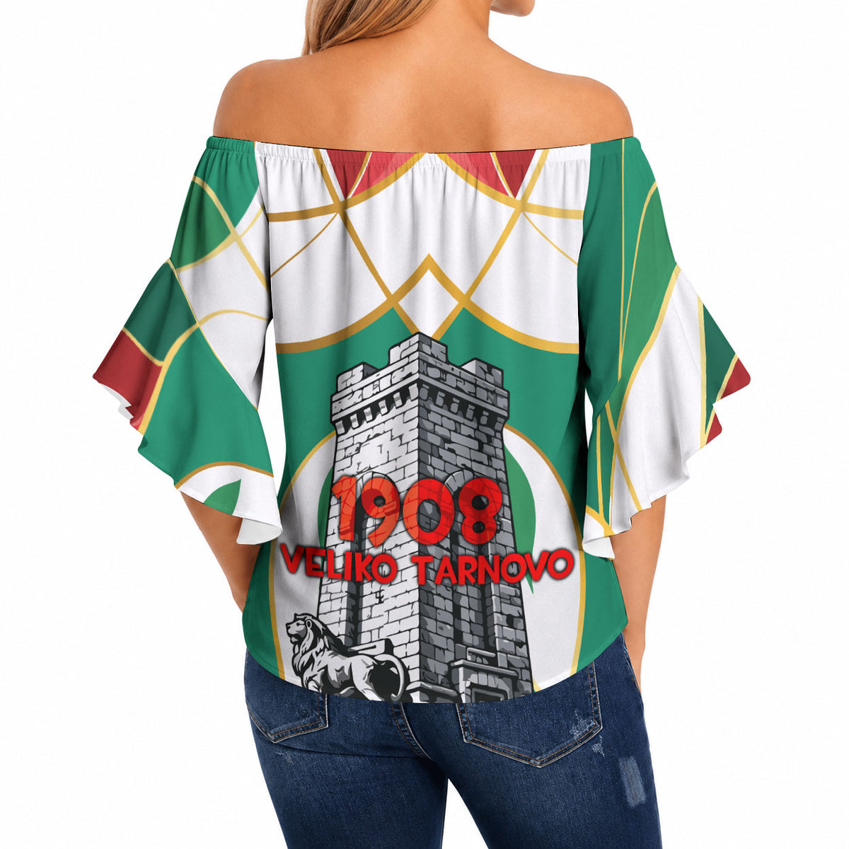 Bulgaria Independence Day 1908 Off Shoulder Wrap Waist Top Veliko Tarnovo Monument National Flag Patriot