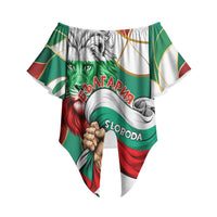 Bulgaria Independence Day 1908 Off Shoulder Wrap Waist Top Veliko Tarnovo Monument National Flag Patriot