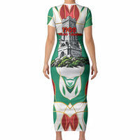Bulgaria Independence Day 1908 Short Sleeve Bodycon Dress Veliko Tarnovo Monument National Flag Patriot