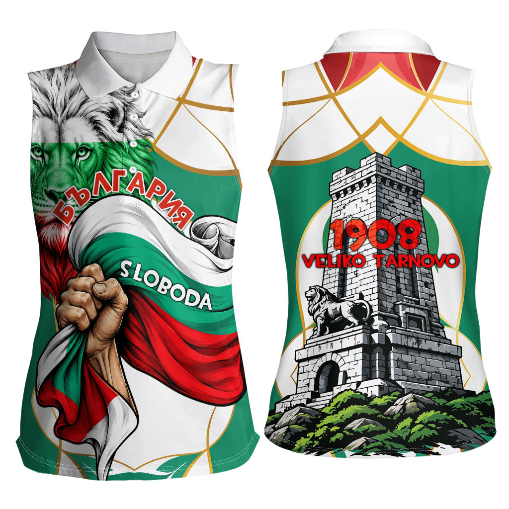 Bulgaria Independence Day 1908 Women Sleeveless Polo Shirt Veliko Tarnovo Monument National Flag Patriot