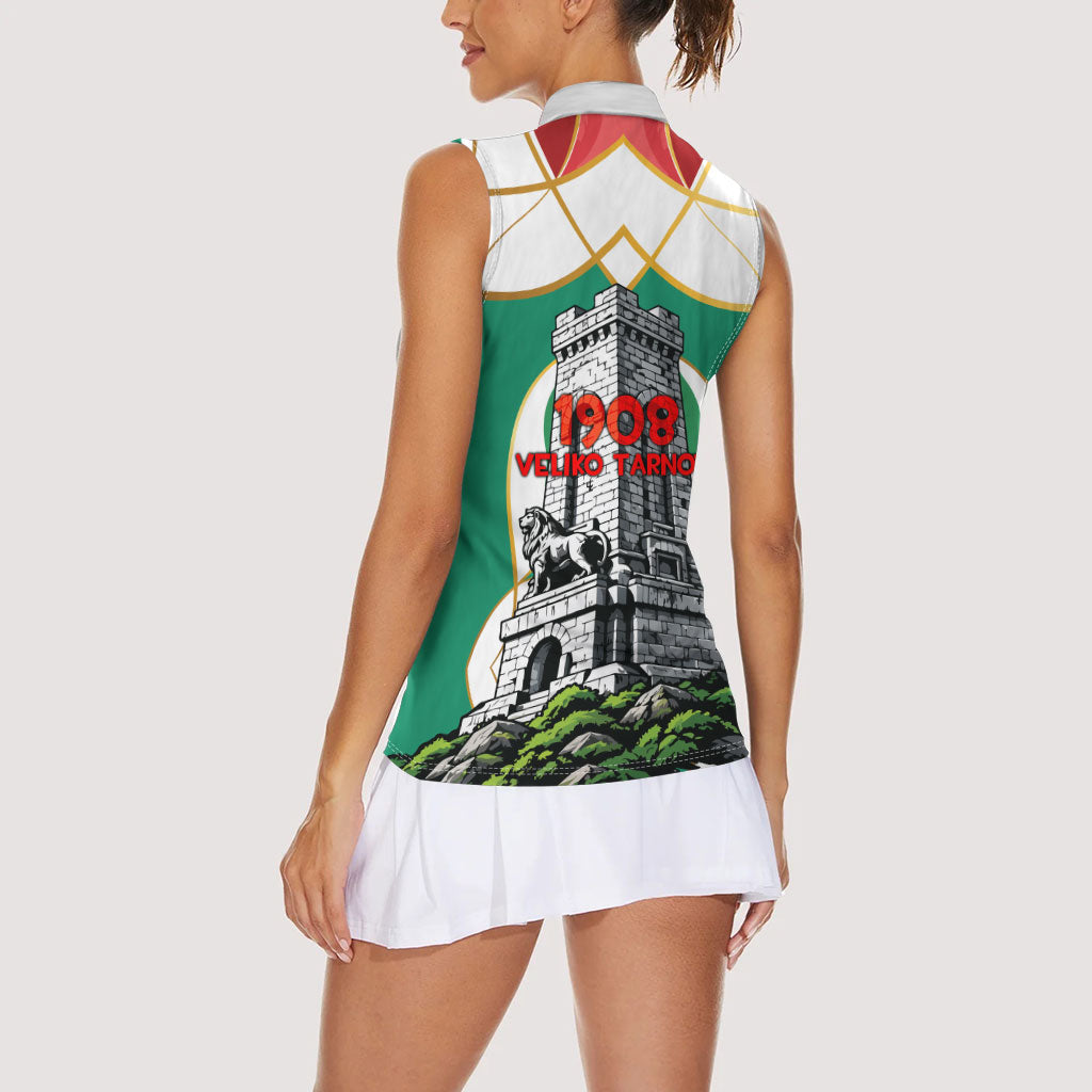 Bulgaria Independence Day 1908 Women Sleeveless Polo Shirt Veliko Tarnovo Monument National Flag Patriot